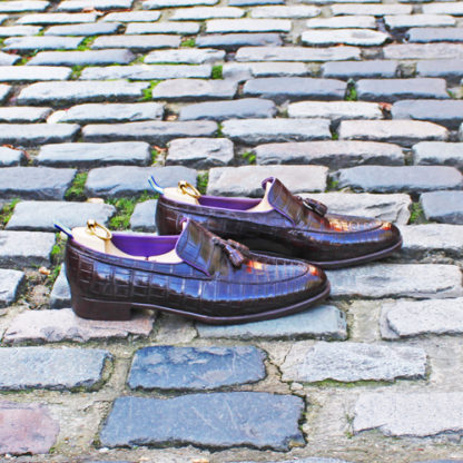 brown crocodile loafers