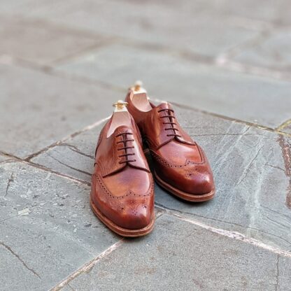 bespoke derby shoes in tan veg tanned leather