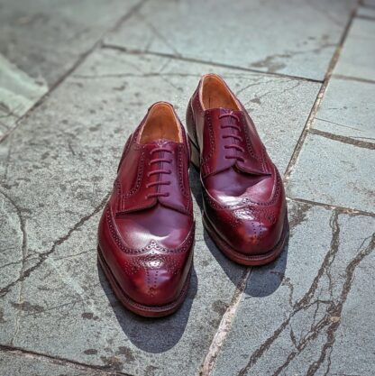 custom burgundy shoes front view