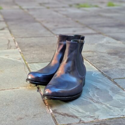 blue chelsea boot front view